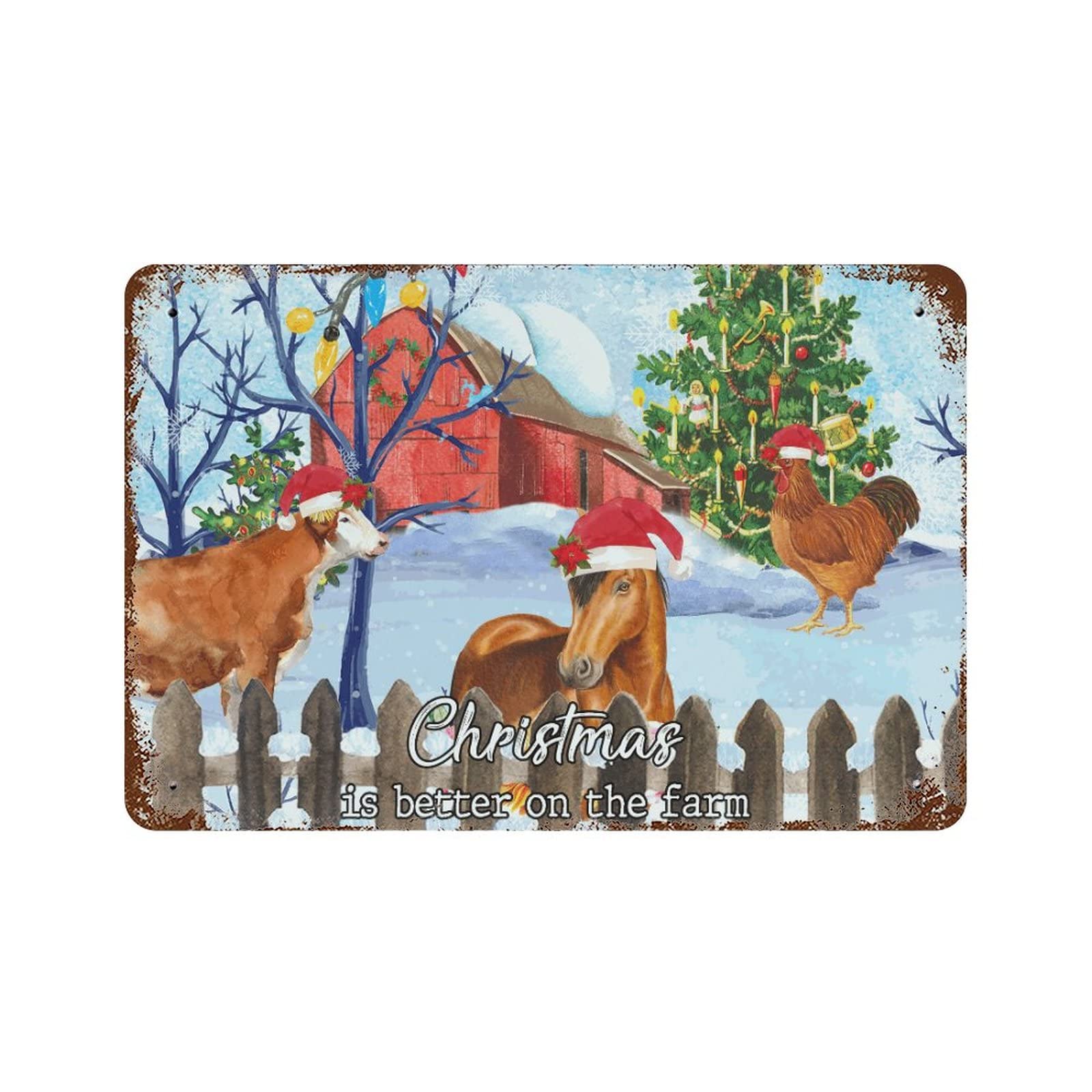 Plaque en métal de Noël décoration murale pub et maison 30x45cm