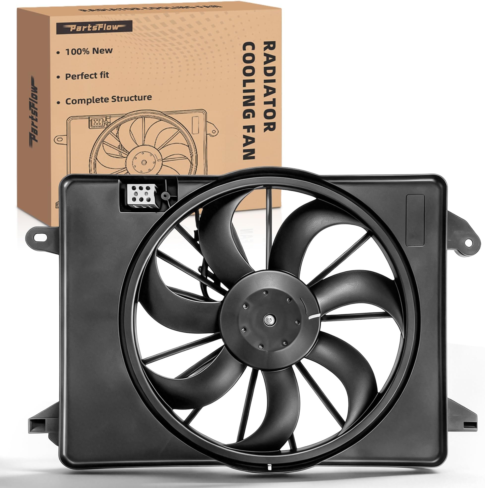 PartsFlow Engine Radiator Cooling Fan Assembly for 2009-2018 Chrysler 300 for 2009-2018 Dodge Challenger/Charger 622550