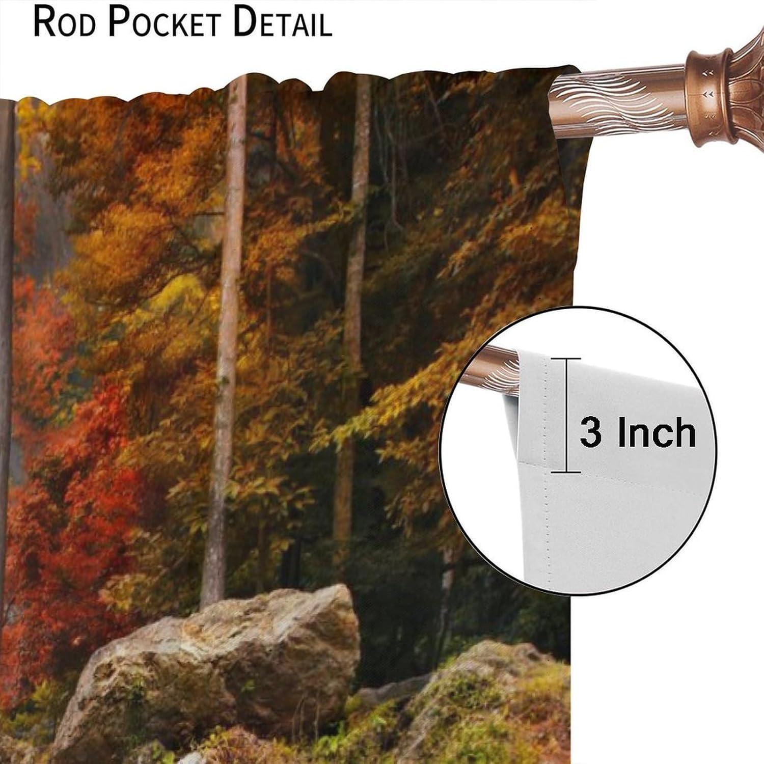 Natural Waterfall Curtains, Mountain Forest Landscape Waterfall Themed Window Treatments, Bedroom Living Room Kitchen Blackout Noise Reducing Curtains 21" W x 63" L