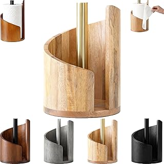 Mountain Paper Towel Holder Countertop with Mango Wood Round Base and Iron Holder, 2026 New Wooden Mango Wood Stand, Effortless One-Hand Tearing, for Kitchen, Desktop,Natural