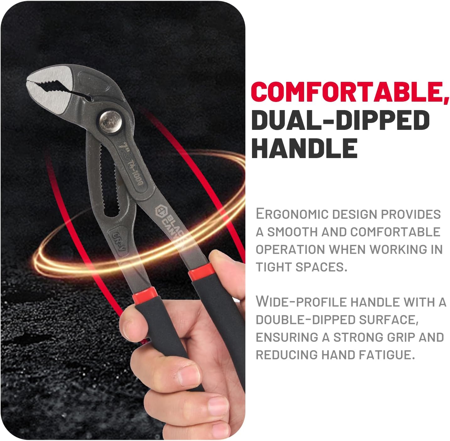 BLACK CANYON 7" Tongue and Groove Pliers, V-Jaw Groove Joint Plier with 25 Adjustable Positions, Heavy Duty 50 Cr-V Steel, Non-Slip Ergonomic Handle for Plumbing, Nuts, Bolts & Automotive Repair