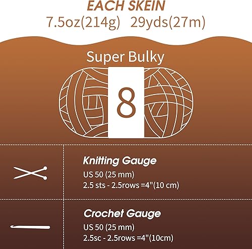 Vista 24 de HOMBYS Paquete de 8 hilos gruesos surtidos para tejer a ganchillo, hilo súper voluminoso, grande, suave y esponjoso, hilo de felpilla grueso para 4