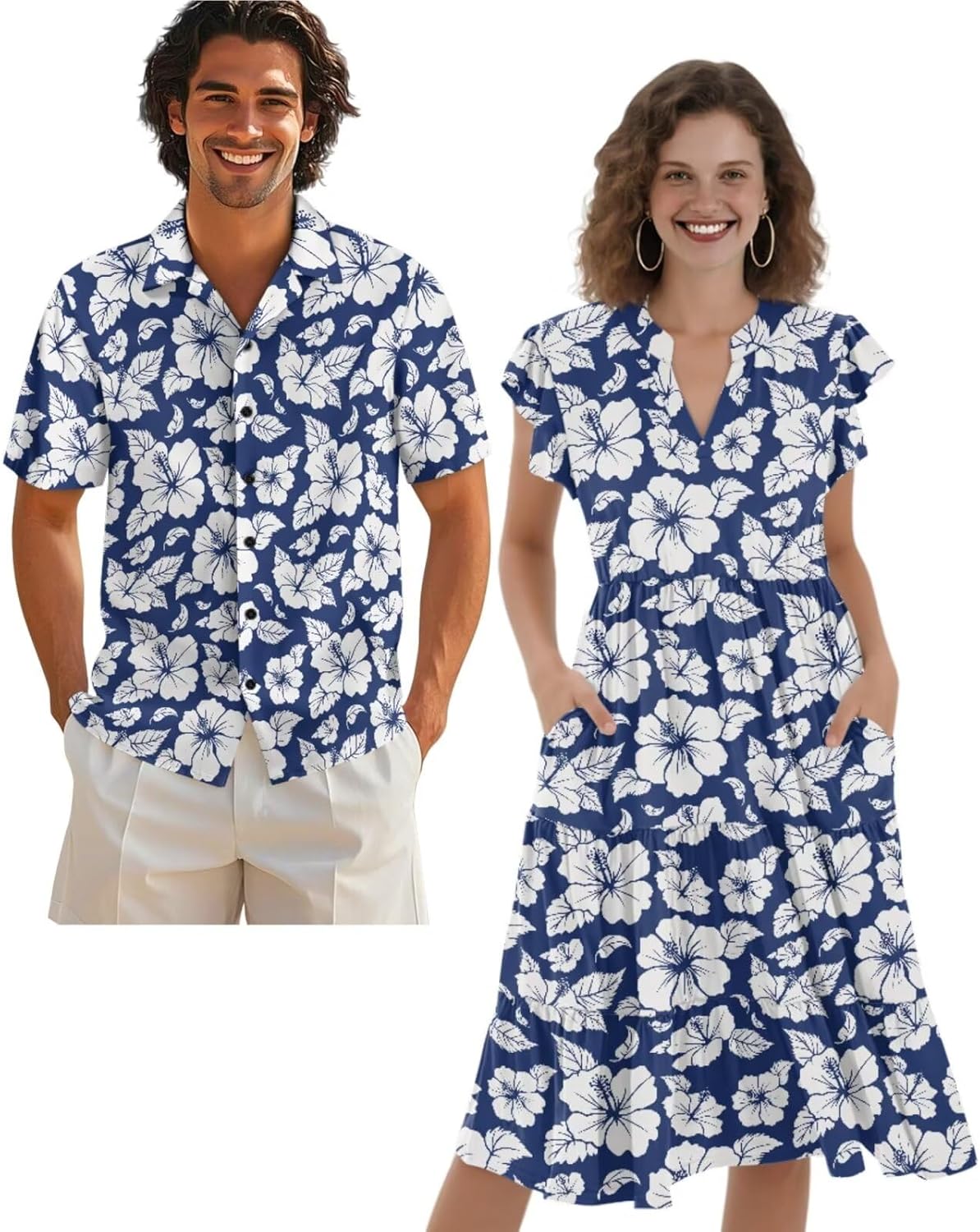 Matching Hawaiian Outfits for Couples Matching Tropical Outfits Vacation Clothes Womens Summer Dresses Mens Shirts