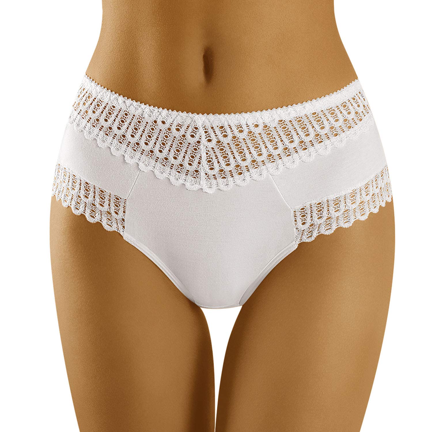 Wolbar Women's Lace Smooth Briefs WB416, White,2XL