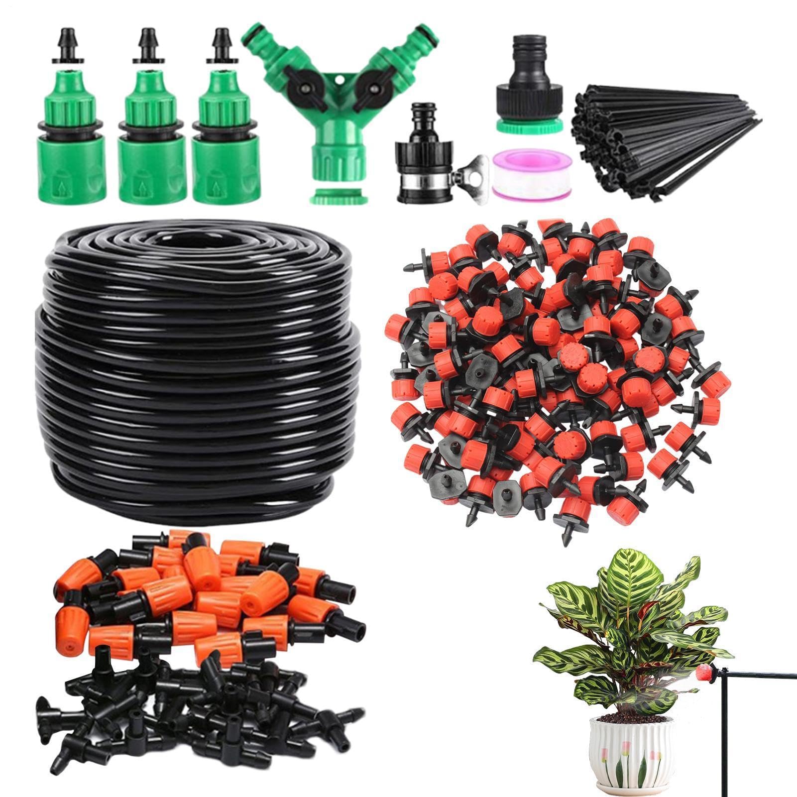 de riego por - Kit de riego automático de 164 pies | Kit de aspersor para plantas de jardín, invernadero vegetal con descuento hidratación, agrícola de césped