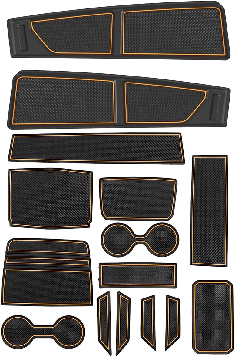 Auovo Anti Dust Mat Compatible with Ford Bronco Accessories 2021 2022 2023 2024 Dashboard Mat Cup Holder Inserts Center Console Door Liners (Automatic Transmission)(Cyber Orange, 4 Doors)