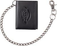 Dickies Men's Trifold Chain Wallet - Durable PU Leather Biker Style with Heavy-Duty Chain, 6 Card Slots & ID Window
