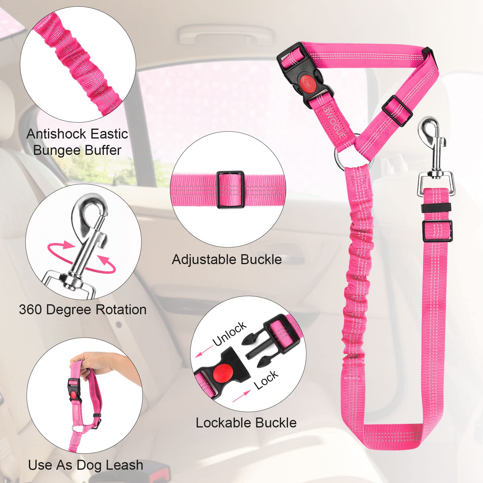 Dog Cat Safety Leash Seat Belt Strap Car Headrest Restraint Adjustable Nylon Fabric Dog Restraints Vehicle Seatbelts Harness From 5,82 € | DHgate - View #6