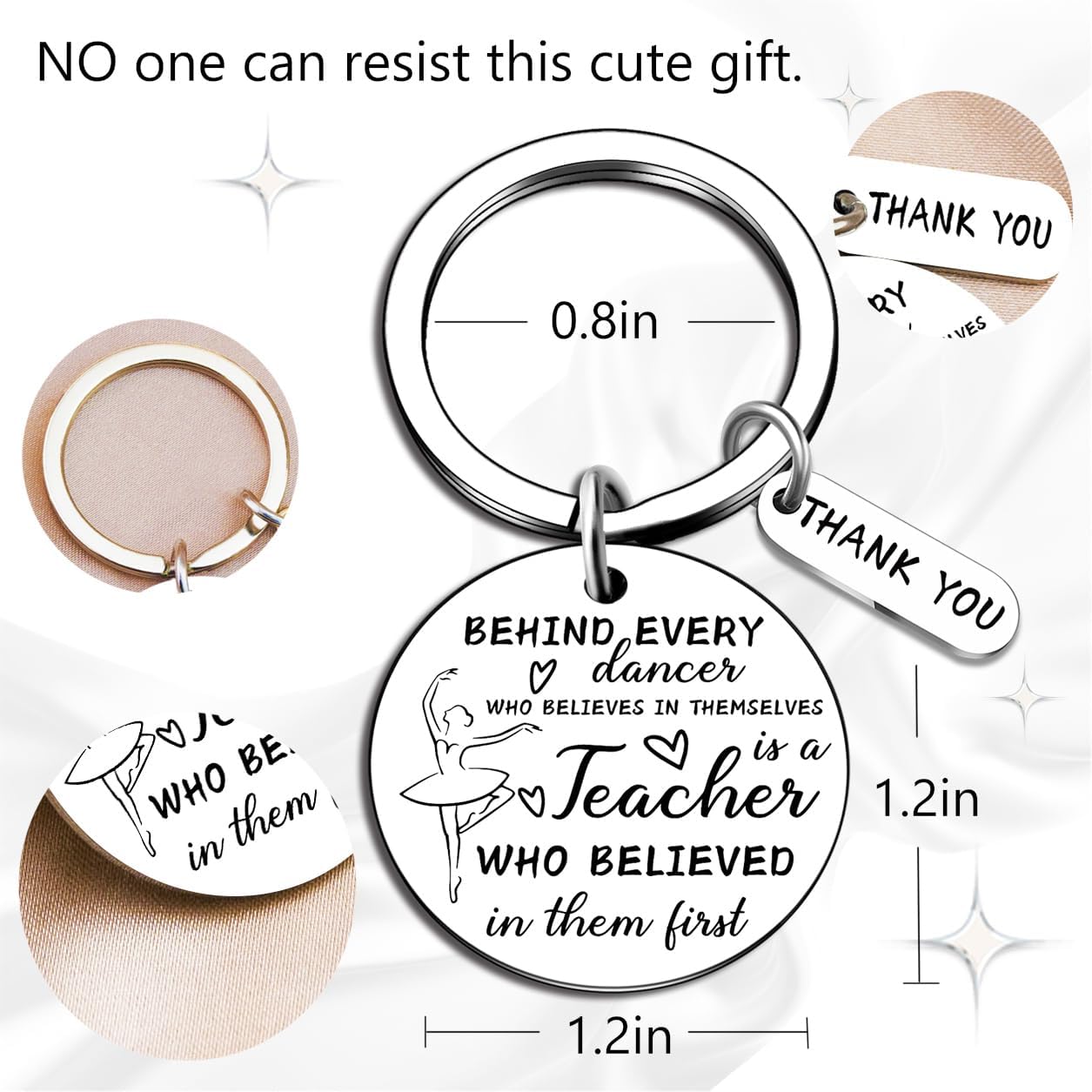 Ikacvb Dance Teacher Christmas Gifts For Women Best Dance Teacher Appreciation Gift From Students Dancer Christmas Gifts For Ballet Teachers Keychain Jewelry For Birthday End Of Year Stuff - Image 2