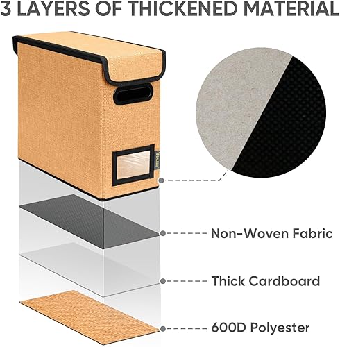 Miniatura 49 de BALEINE - Caja organizadora de archivos con tapa, organizador de carpetas plegable con riel de plástico, caja para carpetas colgantes para Gris