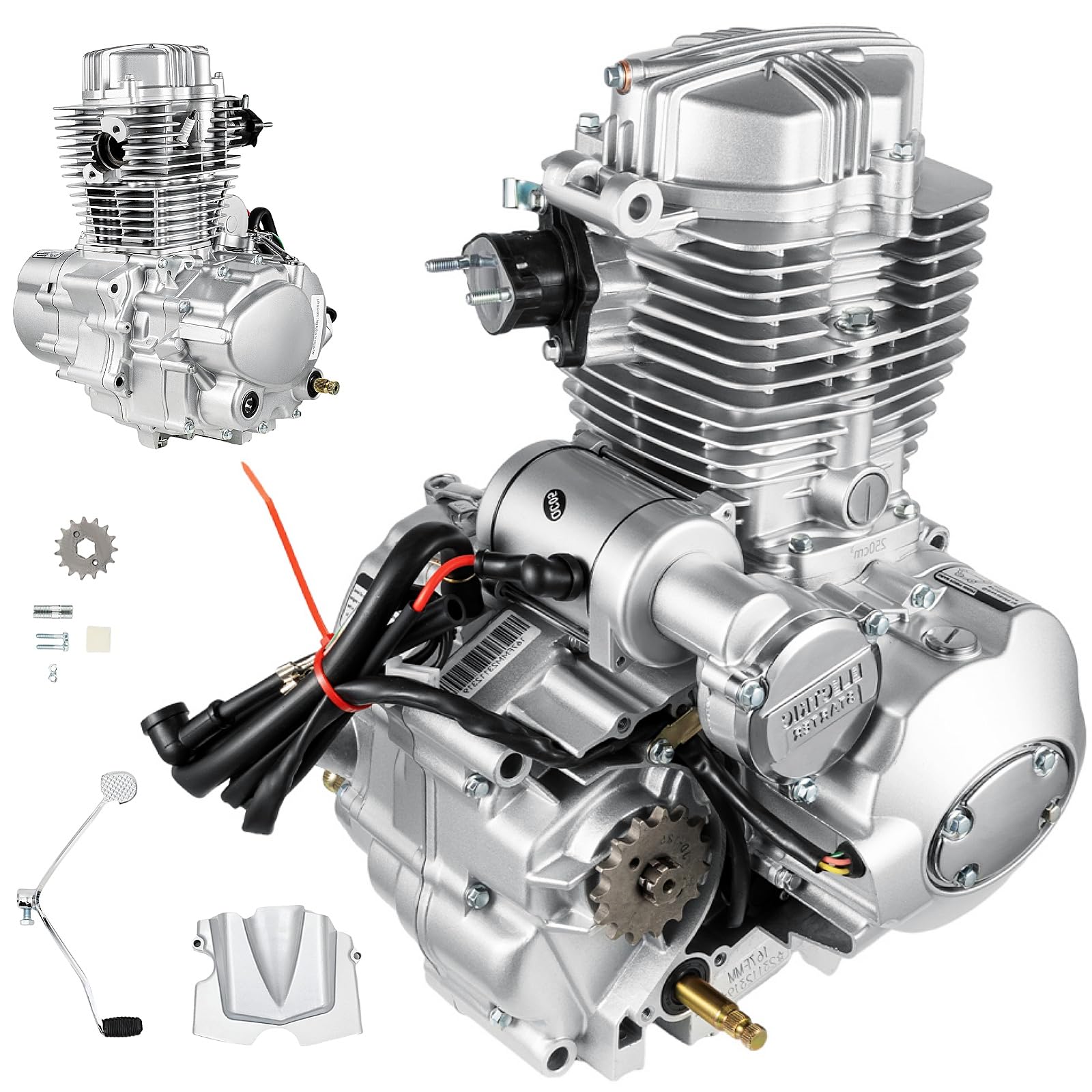 200CC/250CC ATV Engine Motor 4 Stroke Dirt Bike Engine Kit Single Cylinder Vertical Engine with Air Cooled System & w/Manual Transmission Motorcycle Engine Electric/Foot Start | US STOCK