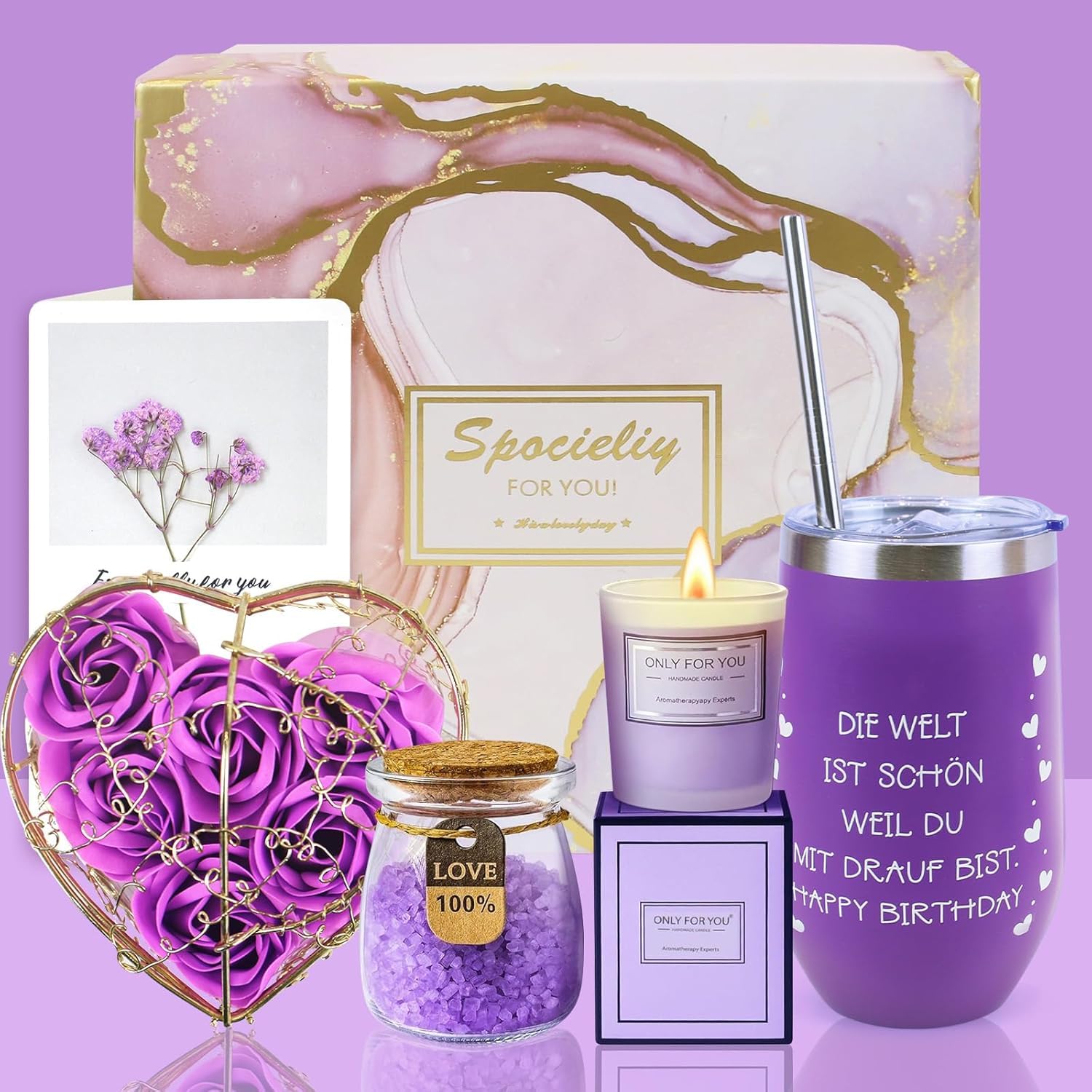 Geburtstagsgeschenk für Frauen - Ritual Geschenkset mit Geburtstagskerzen | Wellness Geschenkbox zur Entspannung für Beste Freundin, Mama, Schwester, Happy Birthday Gift 18, 30, 40, 50, 60,70