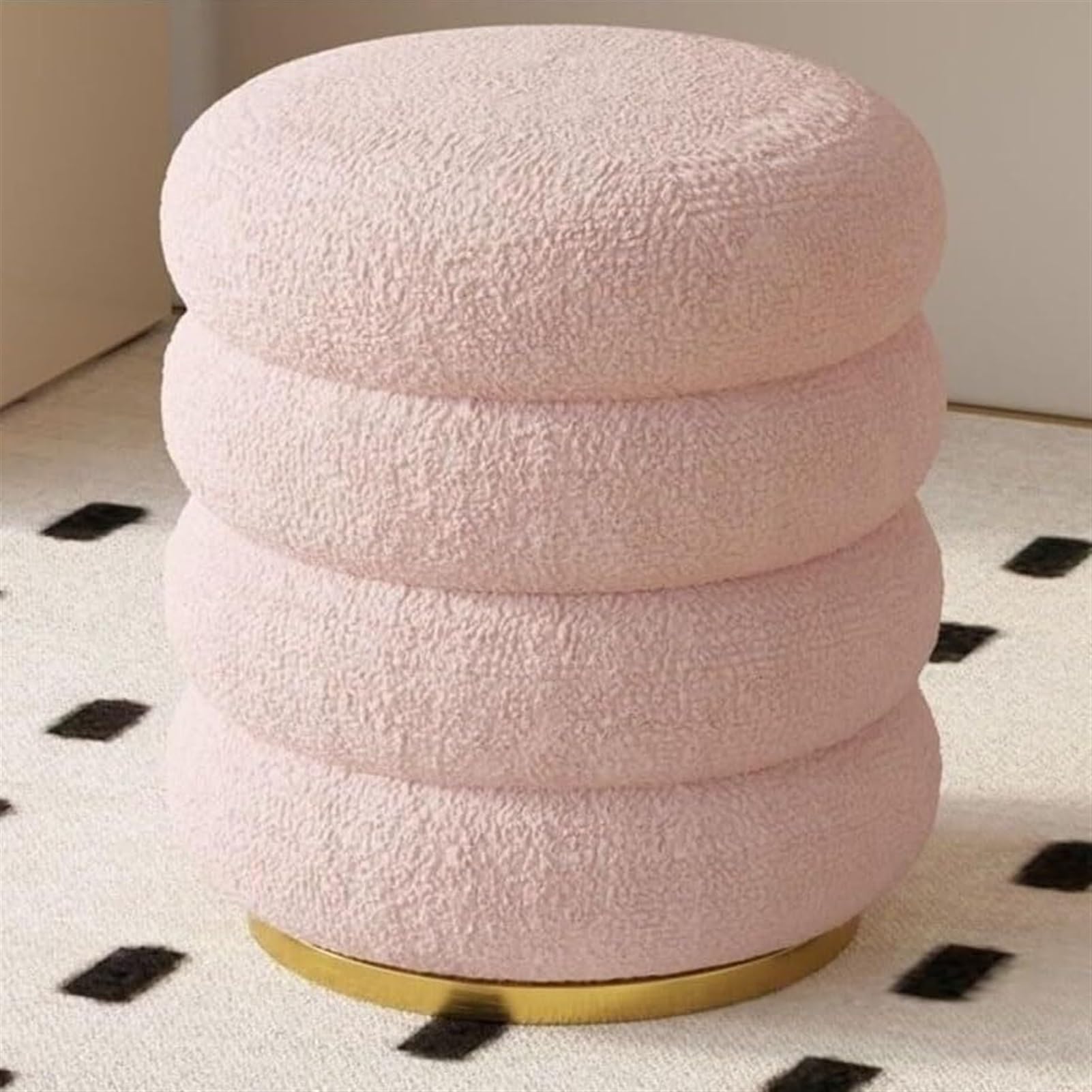 Pouf de coiffeuse rose, siège de salon et tabouret à langer fixe