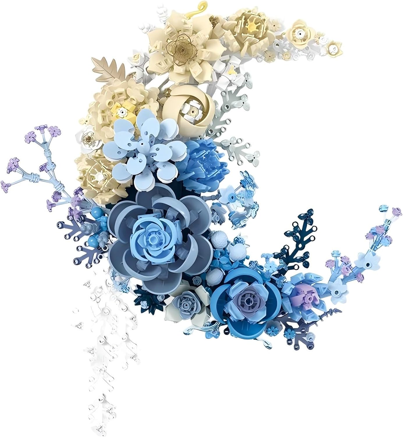 Blue Moon Flower Bouquet Building Set, Botanical Collection Artificial Flowers Building Blocks, Compatible with Lego Flowers for Adults - Gift for Christmas & Valentines, Décor Wall Art Decoration