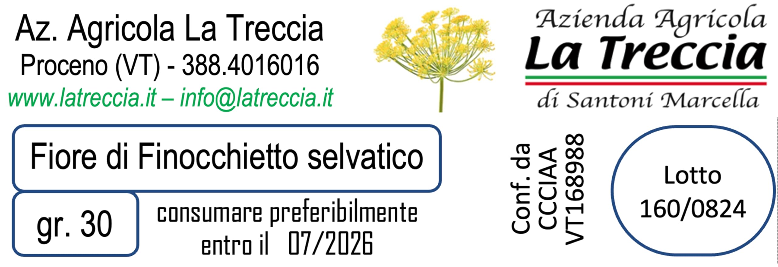 Fiore di Finocchietto Selvatico - 2 conf. da 30gr - Lazio - Italia