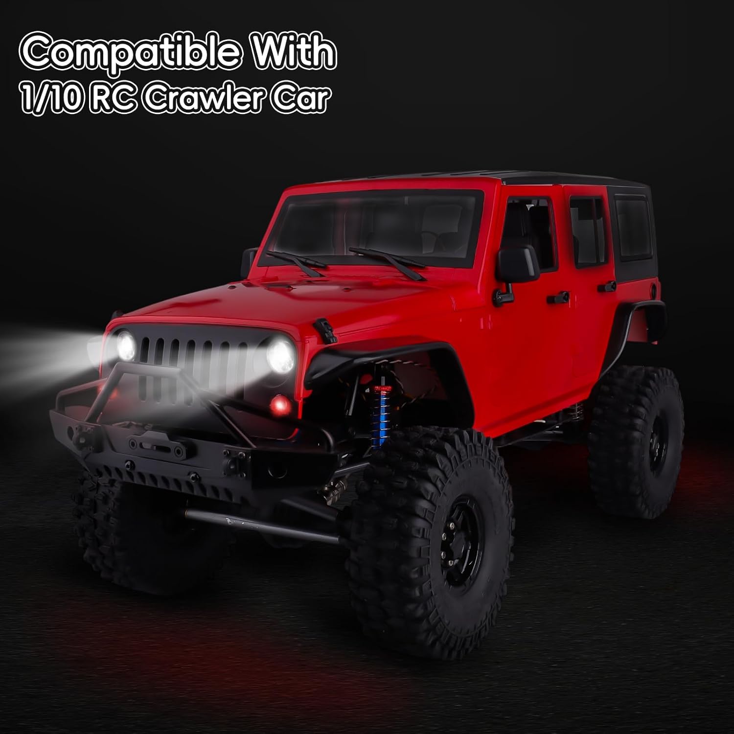 4Leds LED Lights Headlights Taillight Kit Accessories Compatible with Traxxas Arrma Axial SCX10 Redcat RC4WD HSP Tamiya RC Car Truck Tank Crawler (2 Red & 2 White)