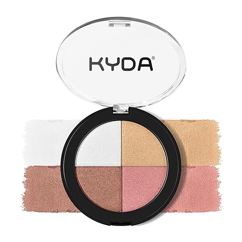 KYDA 4 Colors Highlighting Eyes and Cheek Palette, 4-in-1 Glow