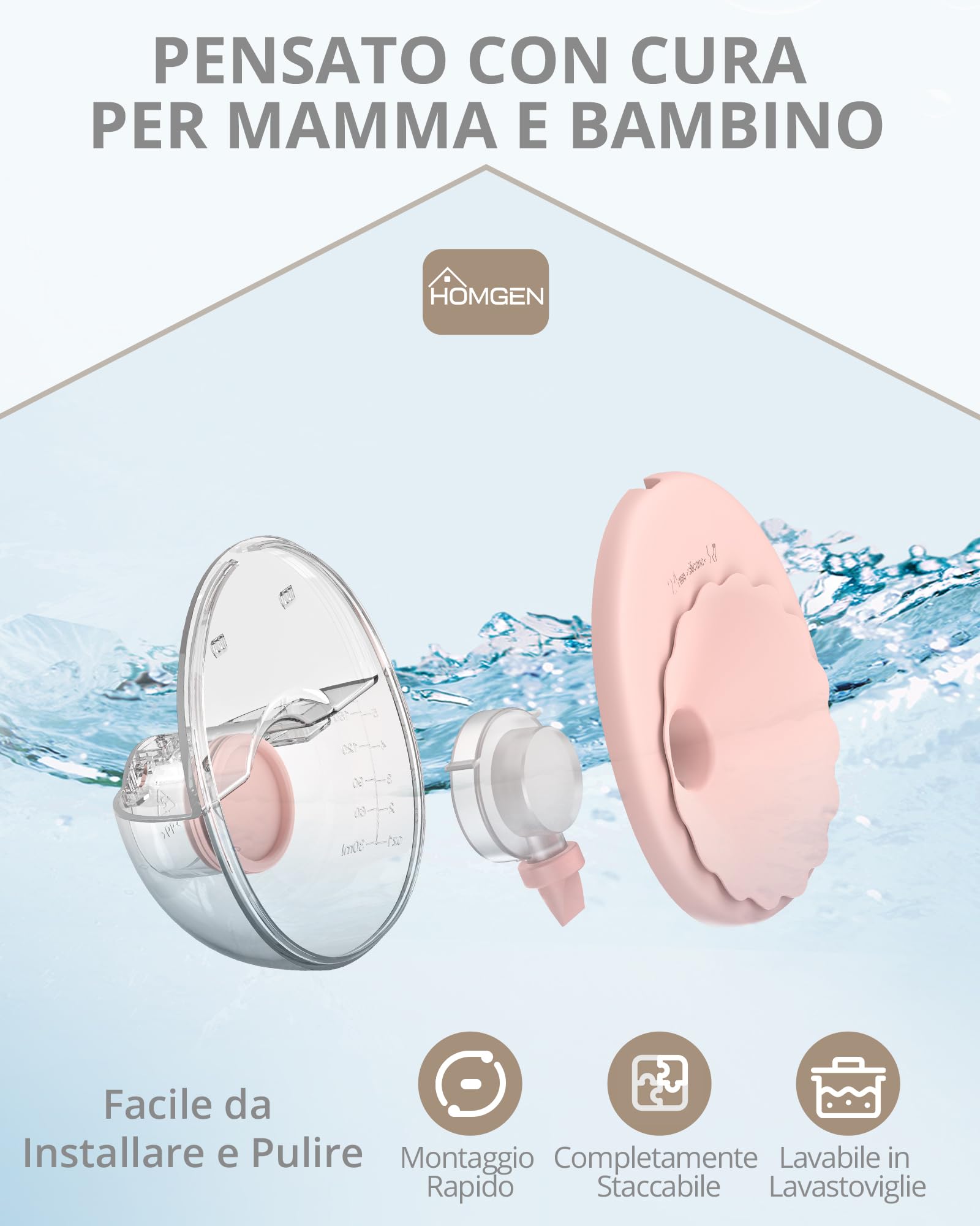HOMGEN 2 Pezzi Tiralatte Elettrico Portatile a Mani Libere con Display a LED Pompa Lattea Mani Libere con 4 Modalità e 12 Livelli Tiralatte Wireless Silenzioso Ricaricabile per Casa Lavoro e Viaggio
