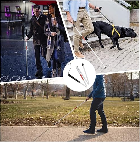 Miniatura 7 de Bastón plegable de aleación de aluminio para caminar de 4 secciones para personas con discapacidad visual ciegas y ancianas, senderismo