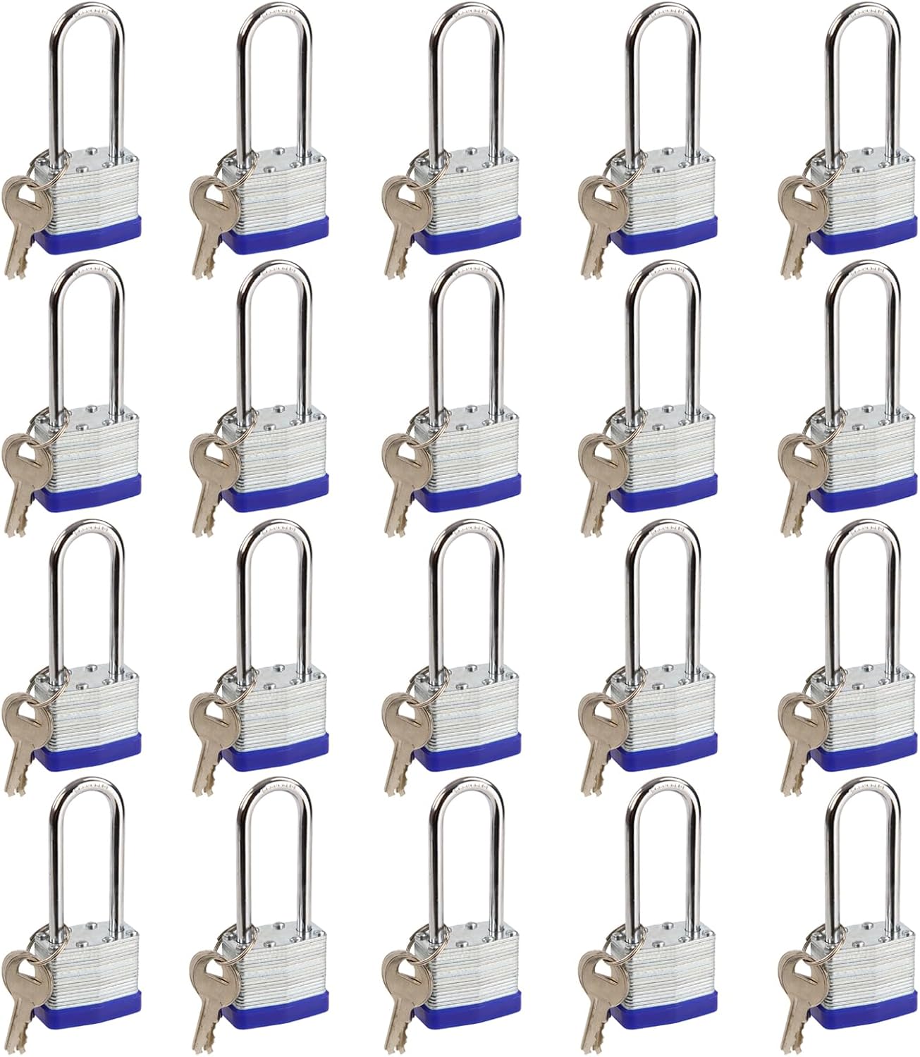SEPOX® KeyedAlike LaminatedPadlocks with SameKey HardenedSteel LongShackle 20Pcs Pack 19/