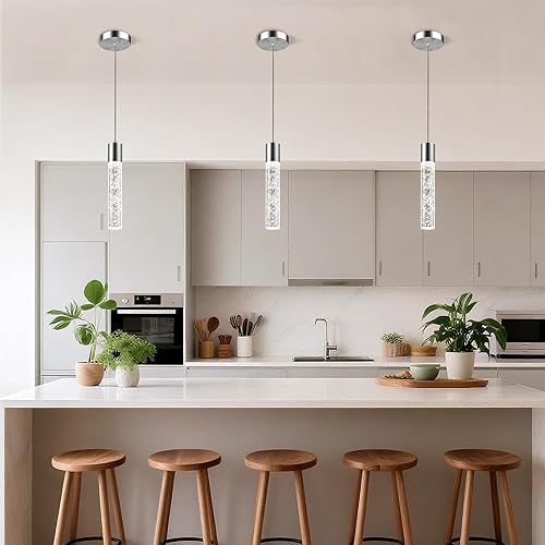 Miniatura 2 de Esfos Luces colgantes para isla de cocina, paquete de 3, 6500 K, modernas luces de isla de cocina, accesorios de iluminación de techo con burbuja de
