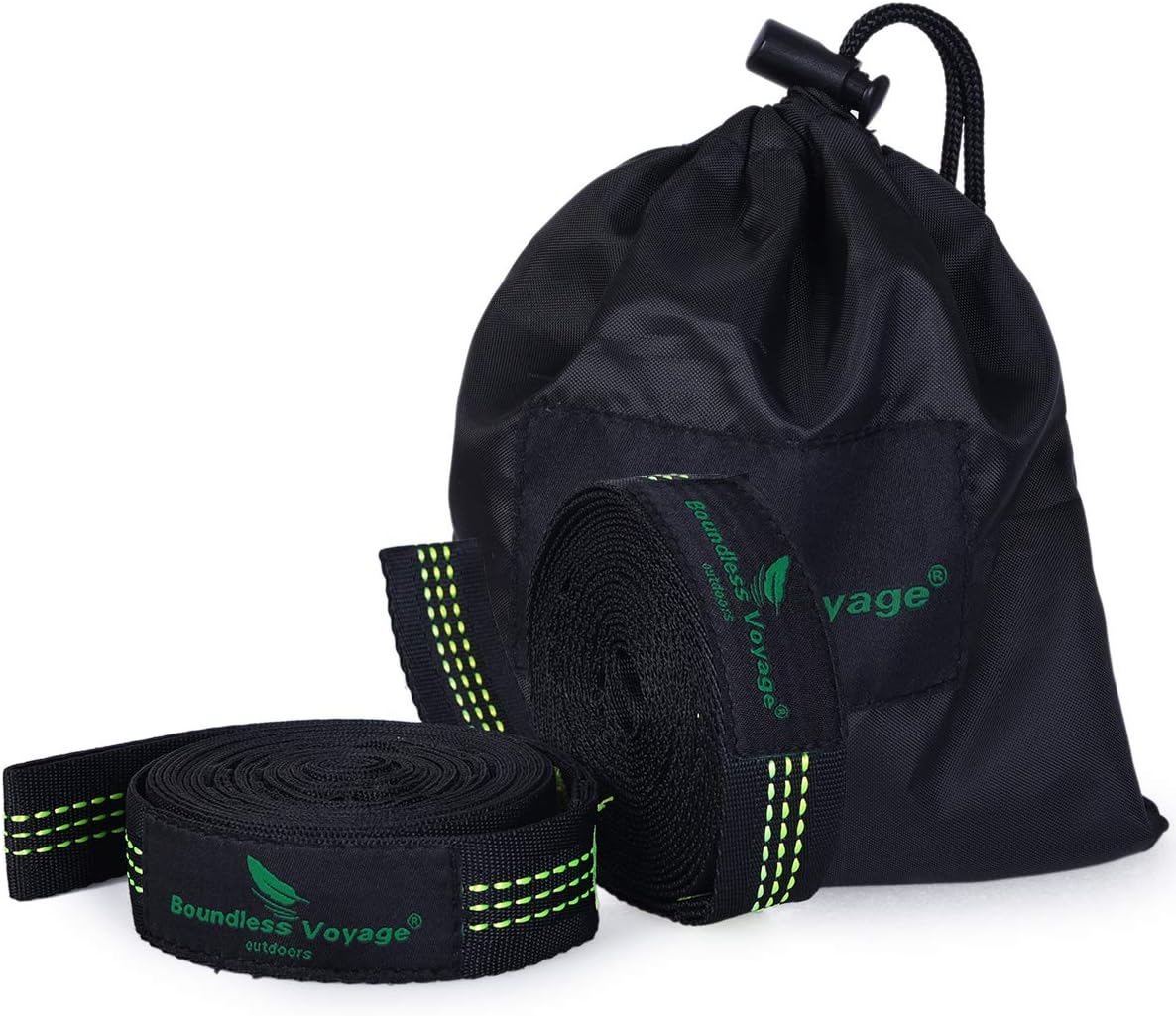 Boundless Voyage Camping Hammock Accessories Multi Function Tree Hanging Straps Children Swing Rope Hold 200KG 10 Rings Hammock Straps 2 Pack(bv1027-green)