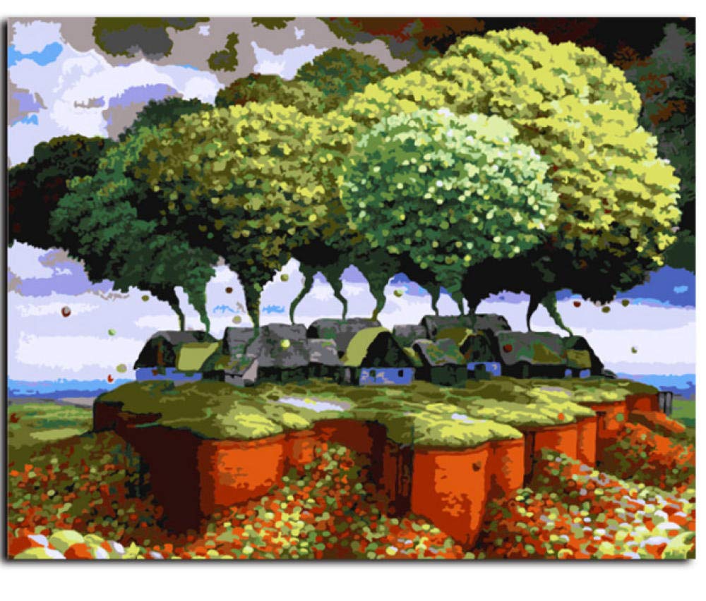 Douqoomer Diy Canvas Painting For Adults Beginner Paint By Number Kit,Diy Oil Painting Drawing Canvas With Brushes Decor Decorations Gifts -Fang Shu-16 X 20 Inch(Without Frame)