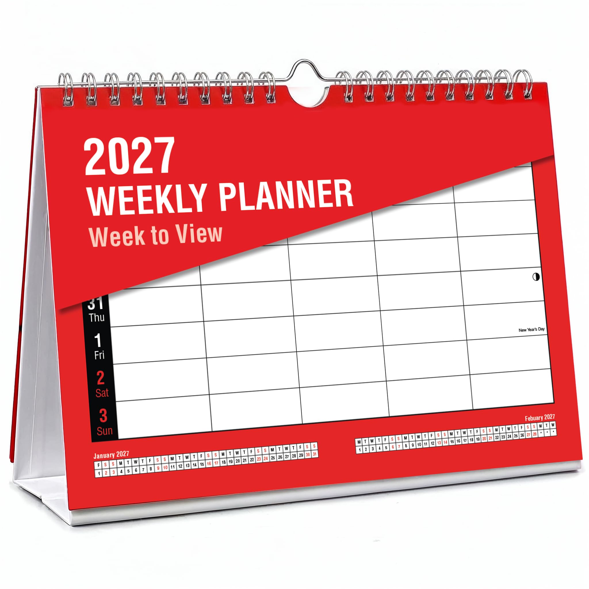 G4GADGET 2027 Week to View 5 Person Weekly Planner – Spiral Bound Wall & Desk Calendar Family Organiser with UK Holidays – A4 Hanging Planner for Home, School & Office