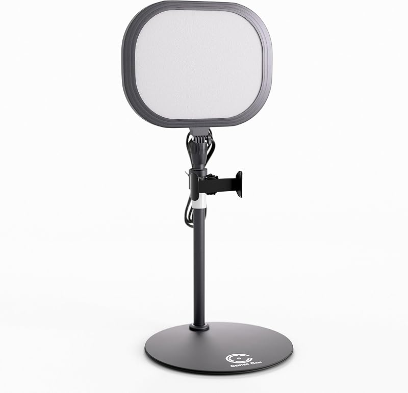 Luz de cámara para computadora: iluminación de videoconferencia, iluminación de podcast, luz para zoom, equipos de Microsoft, transmisión de Twitch, cámara de continuidad, anillo de luz LED USB de pie - Cámara central