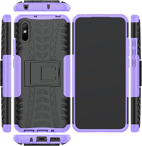 Miniatura 3 de Asuwish Funda de teléfono para Xiaomi Redmi 9A Redme 9i con protector de pantalla de vidrio templado y soporte delgado, híbrida, resistente, funda