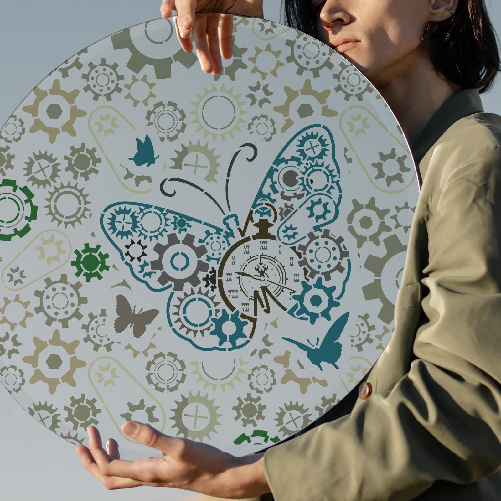 CrafTreat Wiederverwendbare Mandala-Schablone Mit Rand | A4 (8,3" X 11,7") | Für Holz, Stoff, Möbel & Mehr | Aus Strapazierfähigem Kunststoff