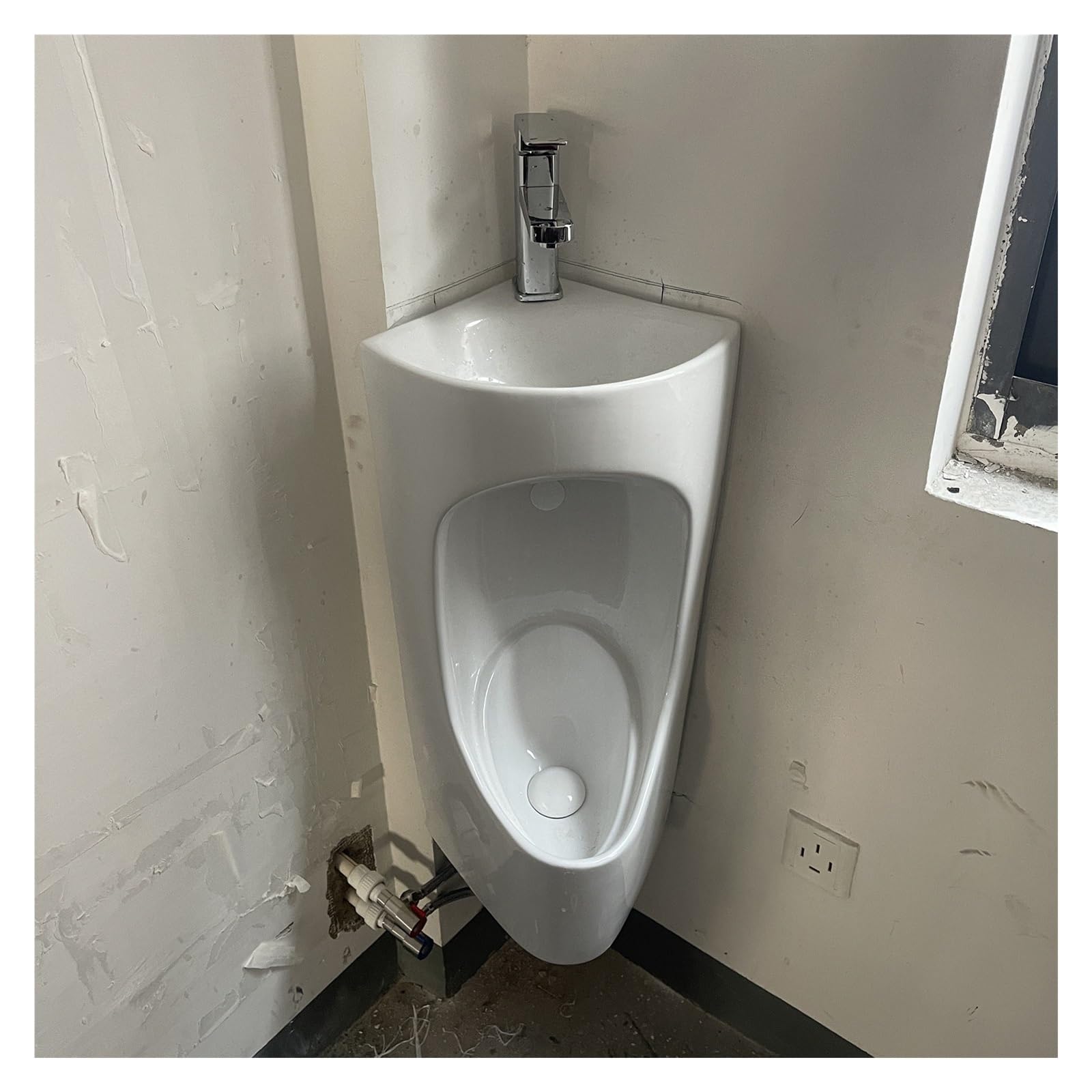 Orinatoio da parete da uomo con lavandino, design commerciale anti-schizzi per servizi igienici, casa, capanno, cortile, camper, deviatore di urina salvaspazio per un facile utilizzo