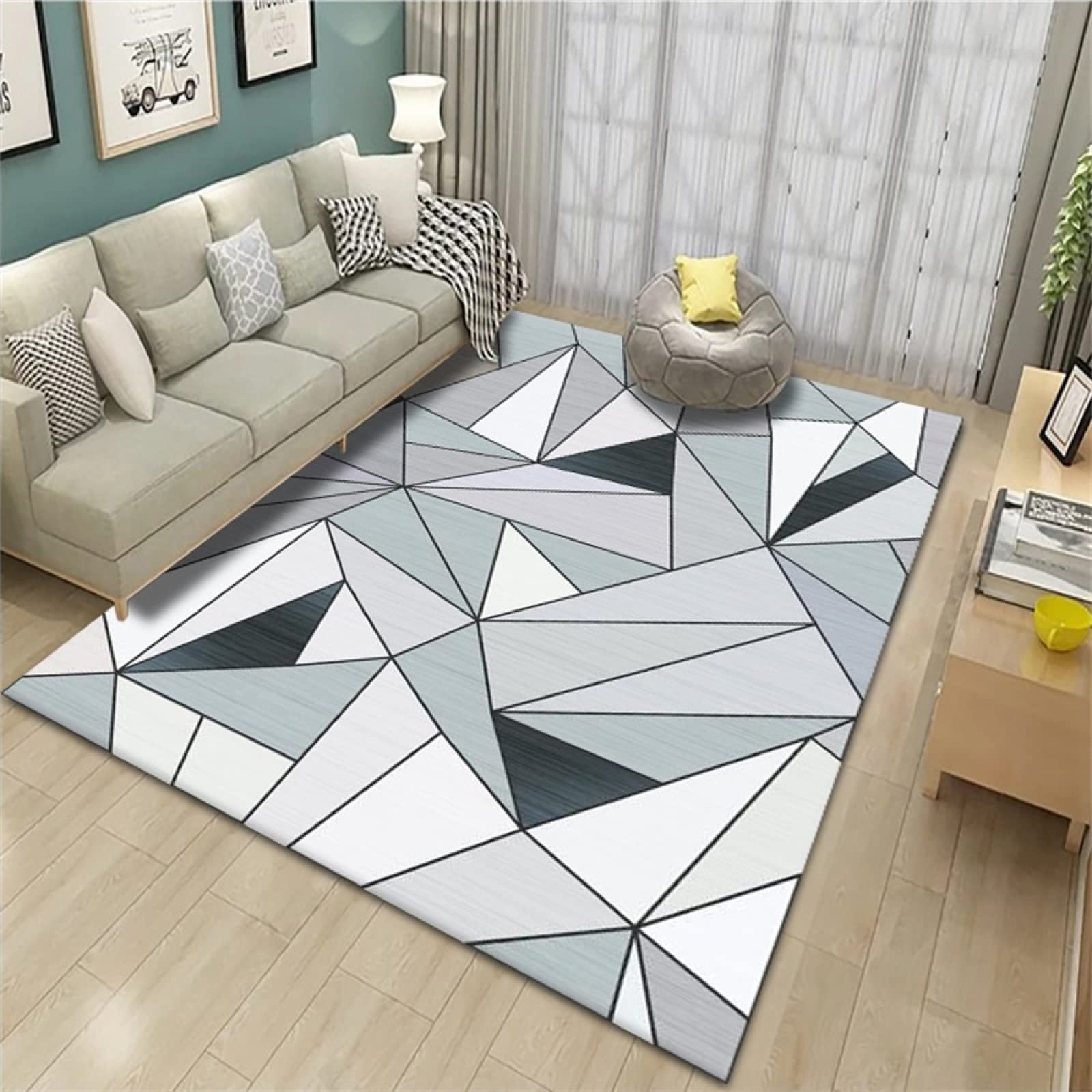 Tapis chambre fille ado géométrique 180x280cm moderne et anti bruit