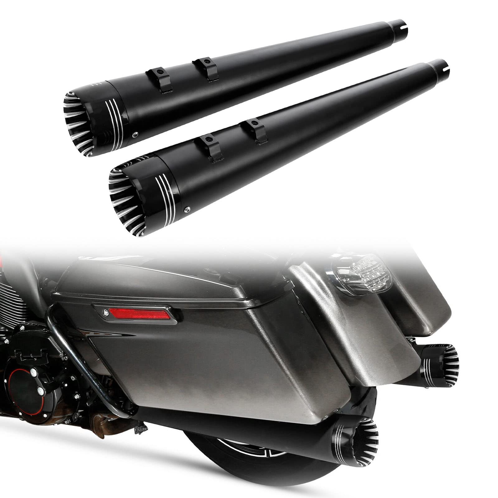 4 "Megafono Slip On Silenziatore Tubo di Scarico per H&Arley Touring Street Glide Road King 1995-2016 Parti del Motociclo