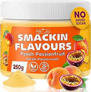 He-Ju Flavour Pulver Peach Passionfruit 250g vegan, Pfirsich Maracuja Geschmackspulver zum Süßen fast ohne Kalorien