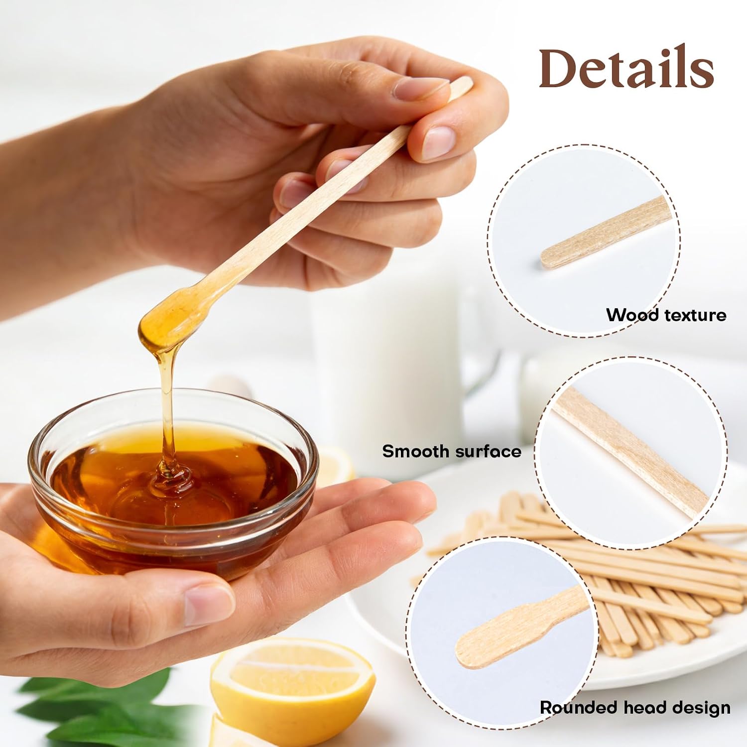 200Pcs Eyebrow Wax Sticks - Small Wooden Waxing Sticks Wooden Wax Applicator for Nose Eyebrows Lips Hair Removal Waxing Essentials Mini Craft WoodSticks Esthetician Supplies for Home Salon Use