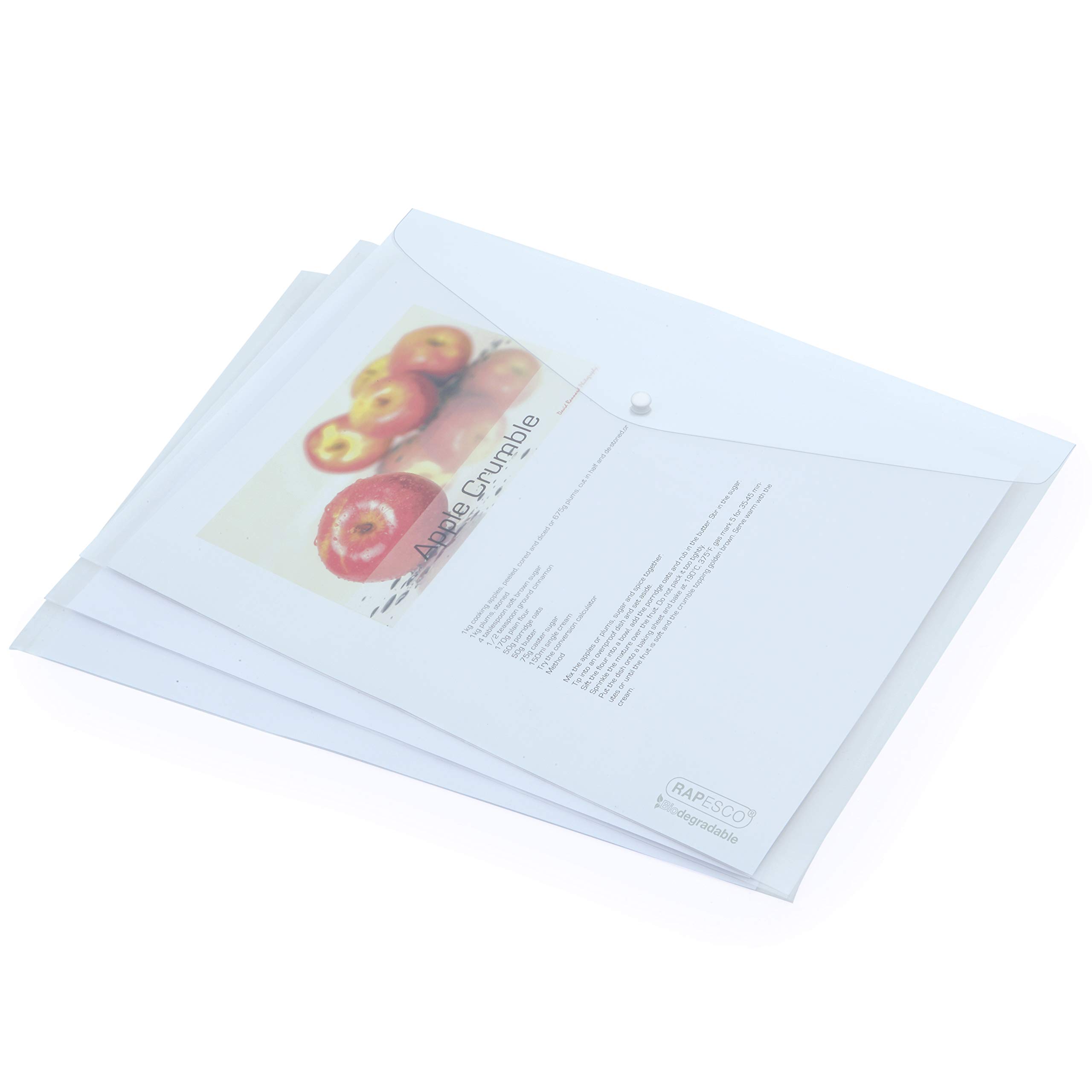 Rapesco 1040 ECO Plastikowe Portfele, A4, Przezroczysty, Opakowanie 5