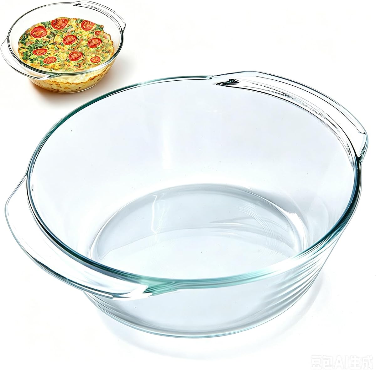 Air Fryer Omelette Pan, Glass Small Round Baking Dish, Glass 6 Inch Round Cake Pan, Microwavable Bowl for Reheating Individual Portions, Soup Ramen Cereal Bowl Microwave Omelette Maker Eggs Mold