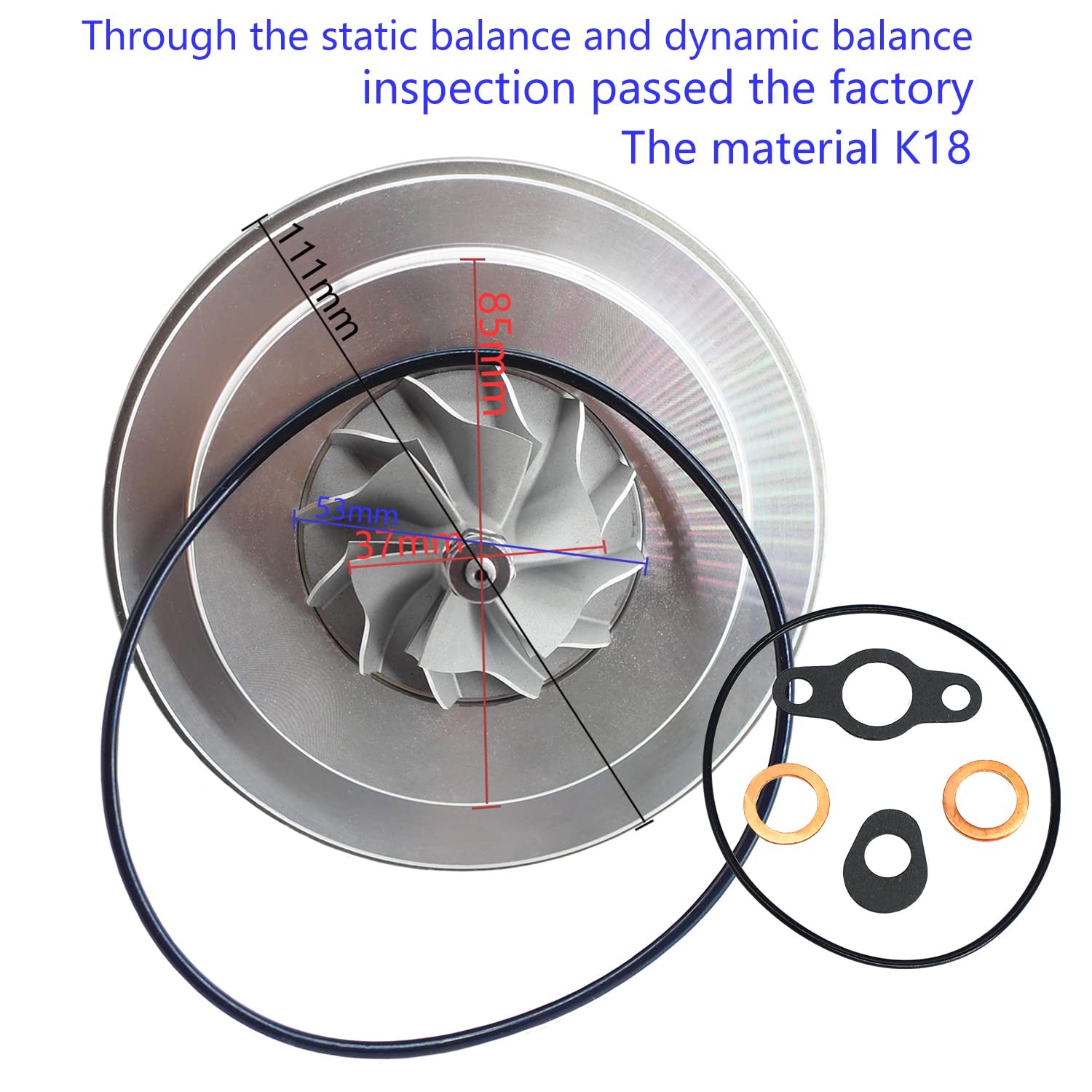 Turbo Cartridge CHRA K03 Fits for 06J145701J 06J145701R 06J145702G Borgwarner for Sear Skoda 1.8T MAGOTAN 1.8T for Volkswagen Tiguan 1.8T 53039700159 Turbocharger