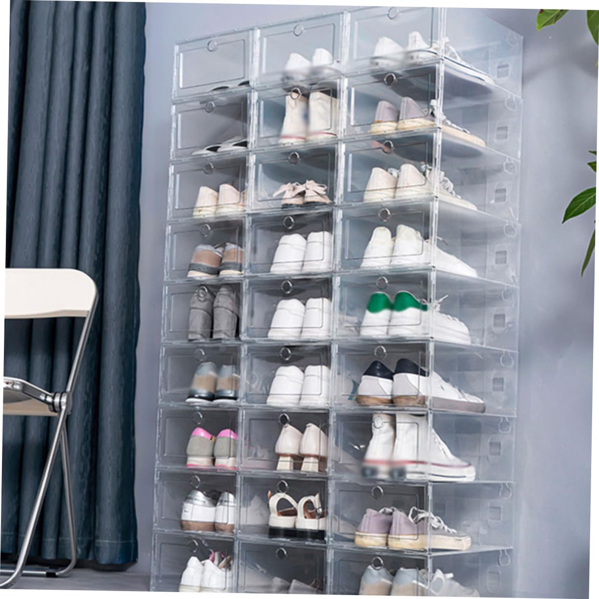 Caja Plegable para Zapatos Transparente Apilable 4 Piezas Pp | 33 X 24x14cm, para Hogar y Dormitorio, Organización de Calzado y Fácil Localización