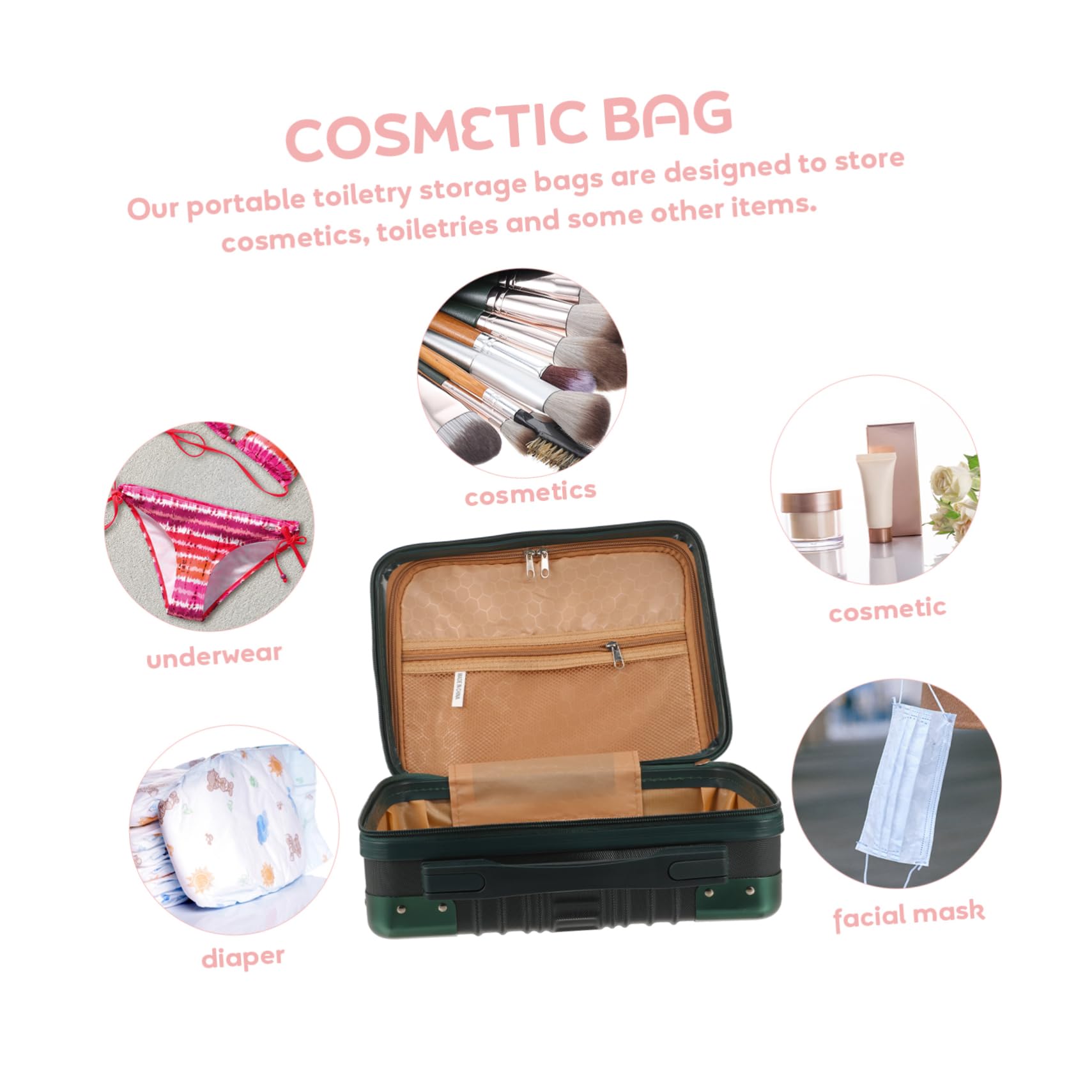 FRCOLOR Borsa da Toilette in Abs Rigida Scomparti Separati per Cosmetici e Trucchi, per Viaggi