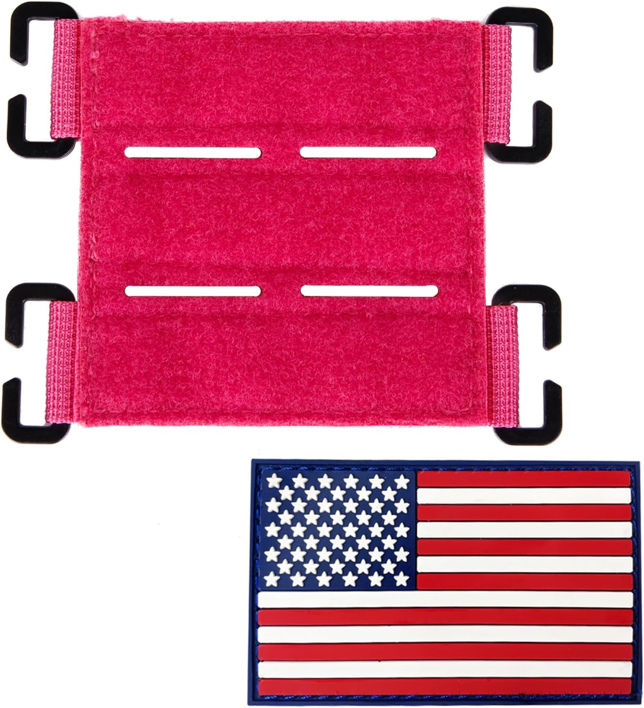 Molle Patch Panel with Laser Cutting Loop, Molle Patch Display Holder for Backpack ，Mini Patch Board include American Flag Patch (Green)