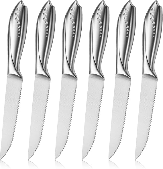 WELLSTAR Serrated Steak Knife 6 Pieces Set, Razor Sharp German