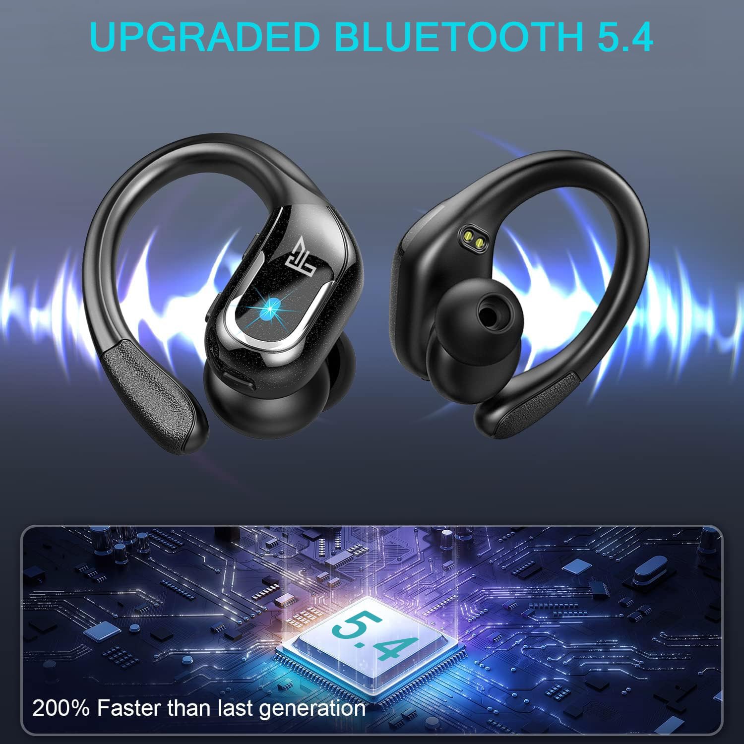FEEGAR Sport Kopfhörer Kabellos Bluetooth 5.4 mit Noise Cancelling Mikrofon, 70 Stunden Akkulaufzeit, In-Ear, IPX5, starker Bass, rauschfreie Telefonate