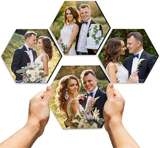 Custom mixtiles, Personalized Hexagon Photo Tiles, Mix Tiles Photos Stick to Wall Family Picture Frames Collage Wall Decor, Peel & Stick 9pcs