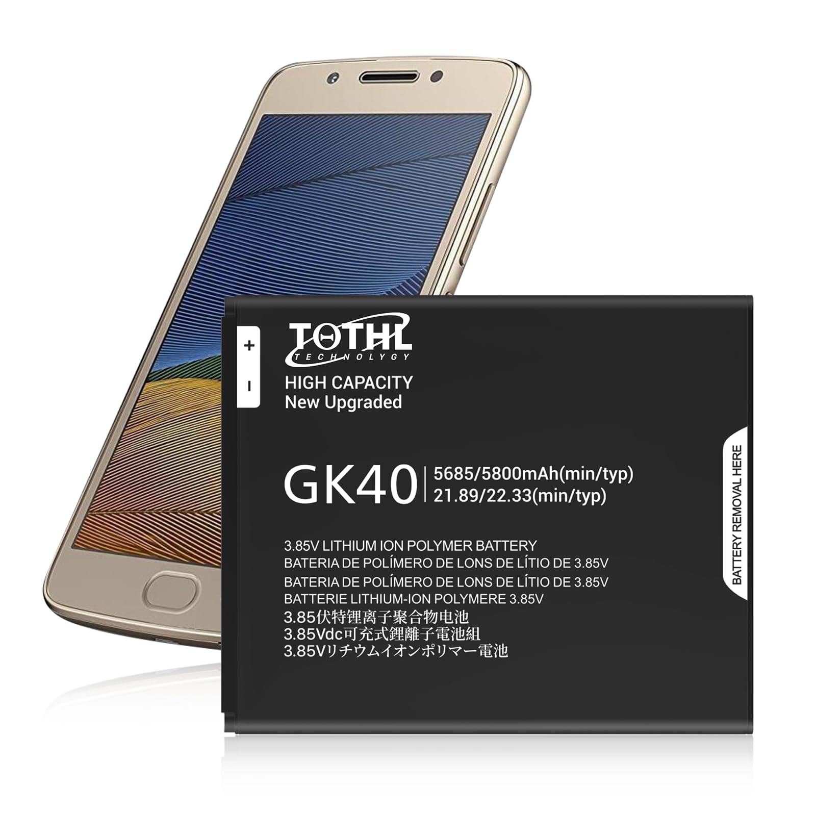 TQTHL GK40 Battery, [2025 Upgrade] 5800mAh Ultra High Capacity Replacement Battery for Moto G4 Play XT1607, Moto G5 XT1601, Moto E3, Moto E4, XT1675,