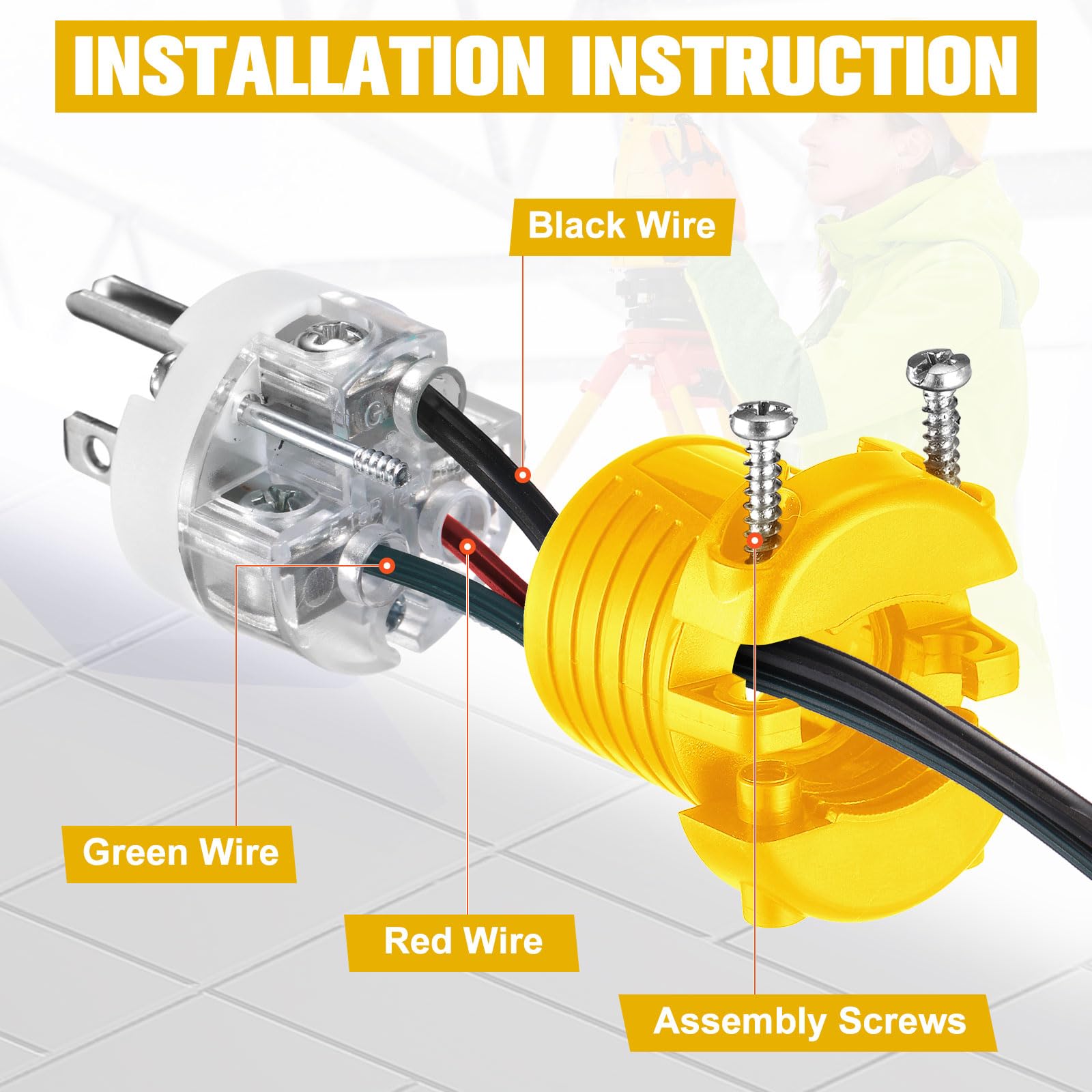 Sherr Lot de 8 embouts de rallonge 15 A 125 V 2 pôles 3 fils de rechange robustes mâles femelles 5-15P 5-15R Type de mise à la terre certifié ETL (mâle, femelle)