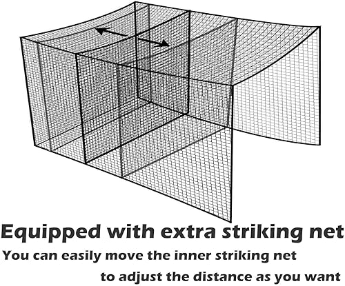 Miniatura 3 de Red de jaula de bateo de béisbol con red extra llamativa, 35 pies de largo x 10 pies de ancho x 10 pies de alto (solo la red), red de jaula de