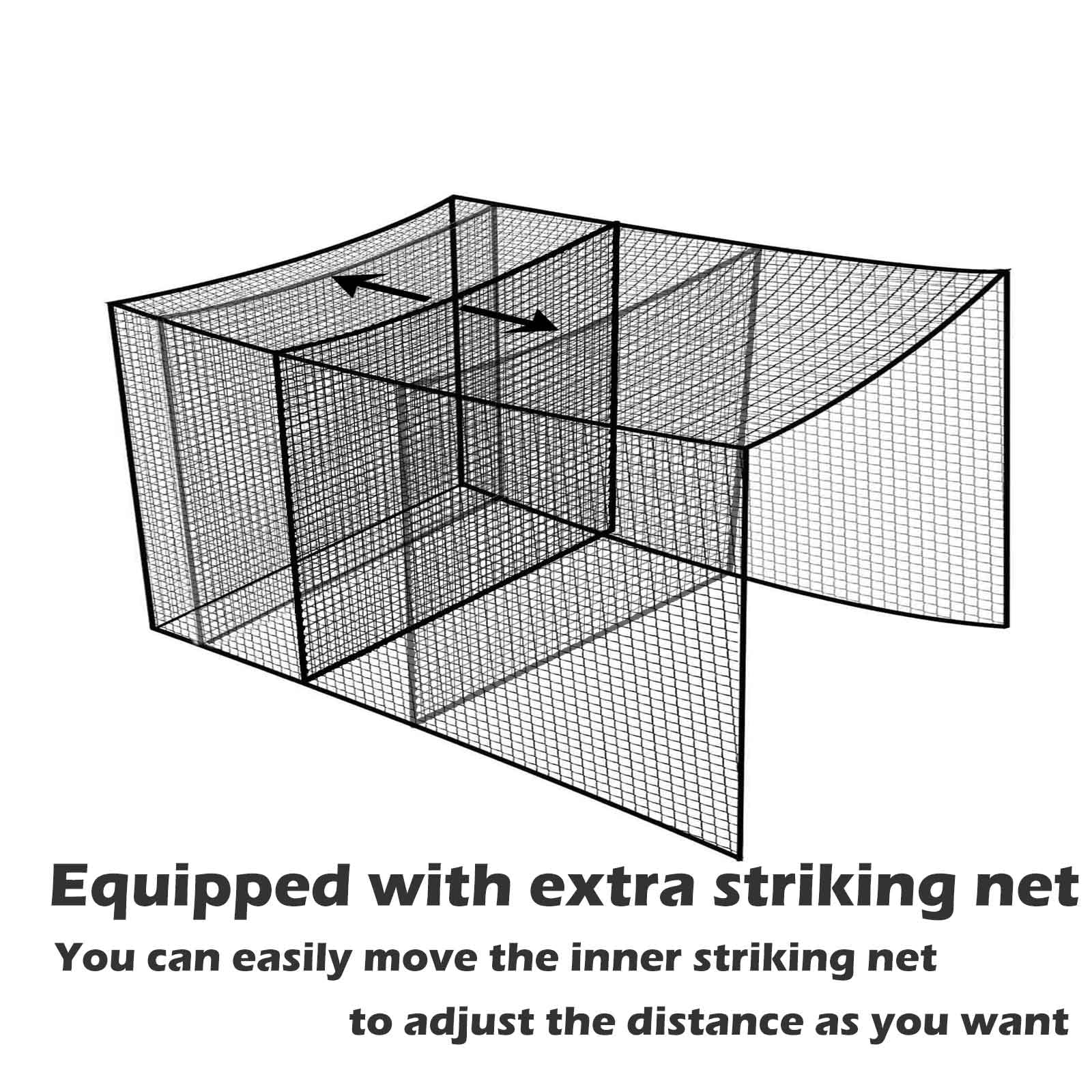 Jecarden Baseball Batting Cage Nets with Extra Striking Net 35' L X 10' W X 10' H (NET ONLY) Baseball and Softball Cage Netting with Door for Backyard and Indoor Fully Enclosed Softball Batting Cage