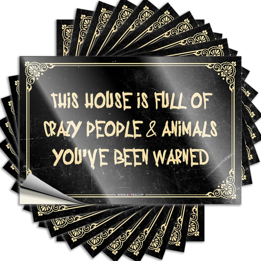 Teen, Stickers Funny Custom Quote Stickers, Autumn No Residue Decals for Luggage | Ship Party Favor Custom This House is Full of Crazy People and Animals(8X12CM)